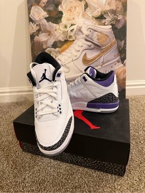Nike Air Jordan 3 White Black Purple Sneakers